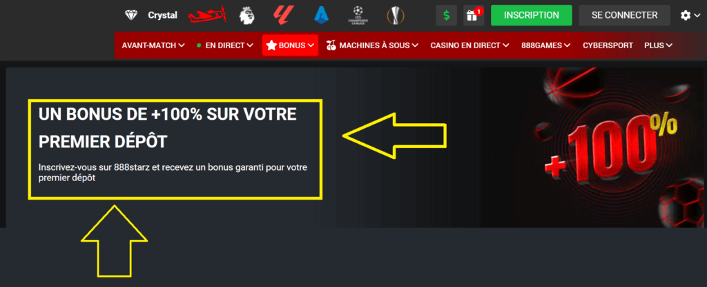 Bonus d’inscription sur les paris sportifs de 888Starz