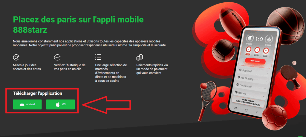 Télécharger l’application mobile 888Starz